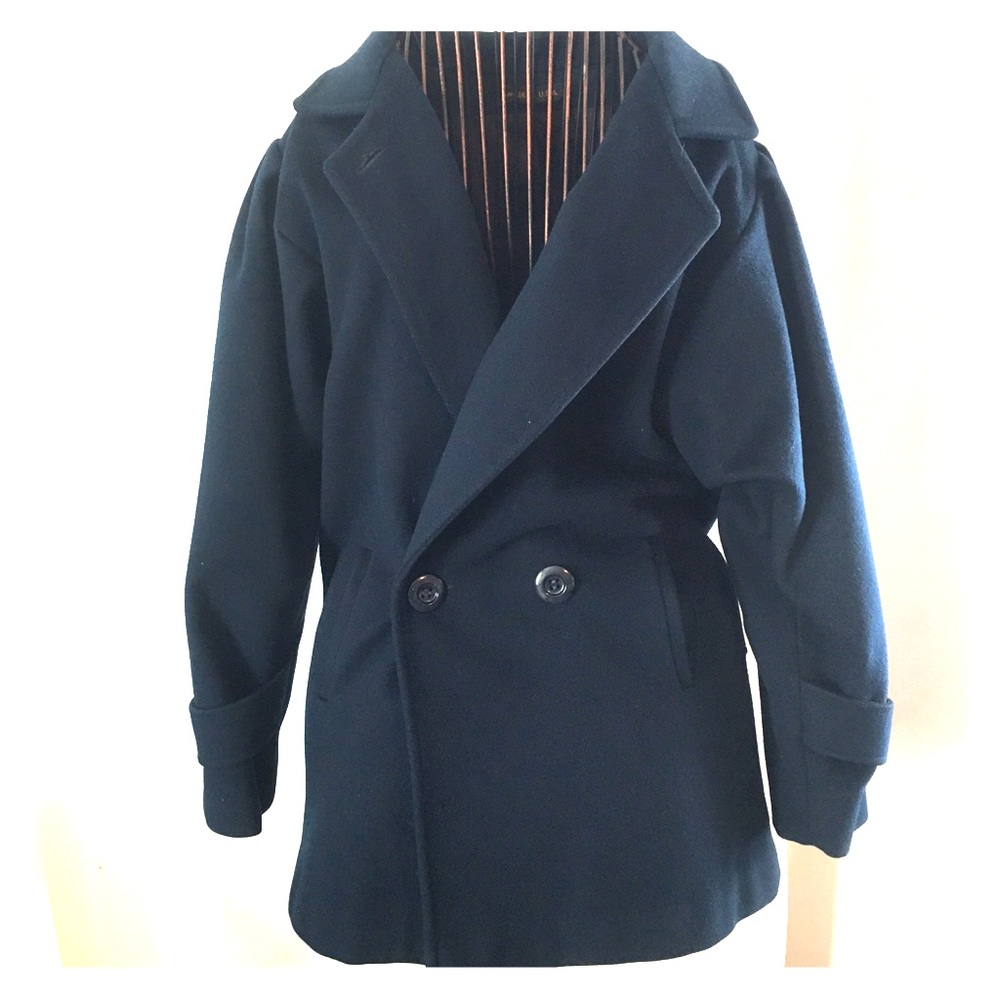 Michelle Stuart vintage navy wool pea coat M/L